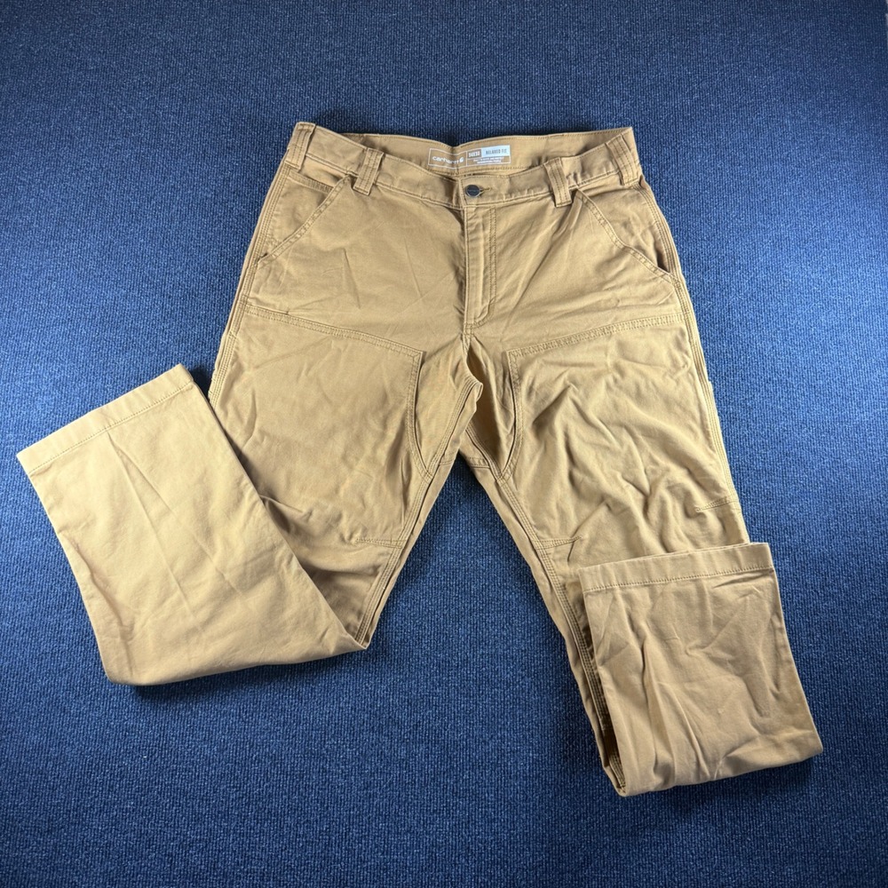 Carhartt Mens Relaxed Fit Double Knee Duck Canvas Work Pants Tan 34x30